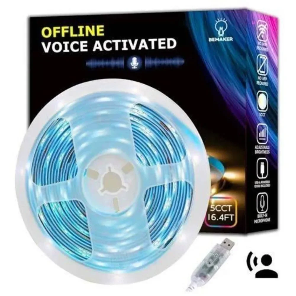 AI Led Strip Lights for Kids Bedroom Offline Voice Activated 2700-5000K 16.4ft